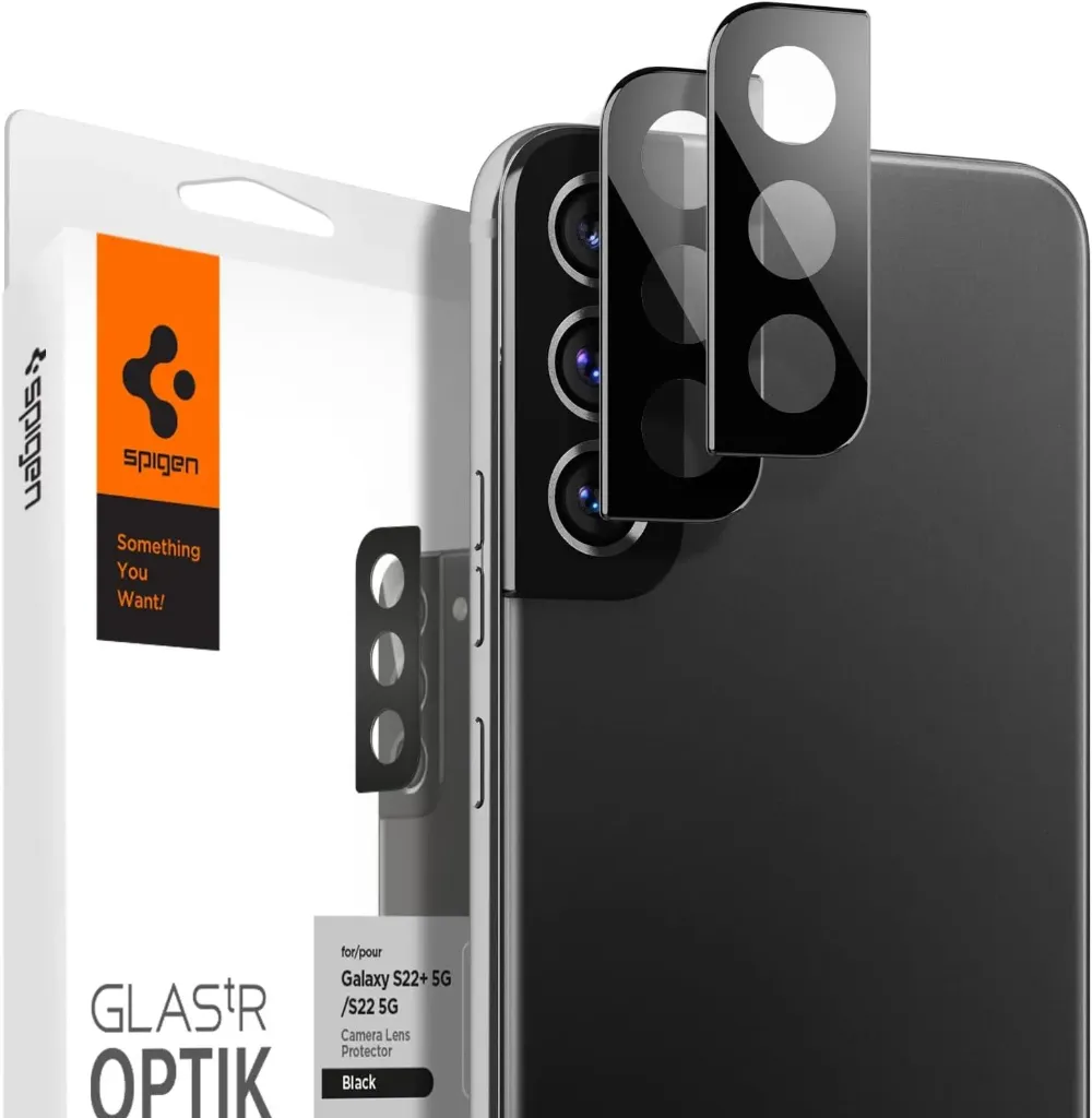Spigen Tempered Camera Lens Screen Protector [GlasTR Optik] Designed for Galaxy S22 (2022) / Galaxy S22 Plus (2022) - Black
