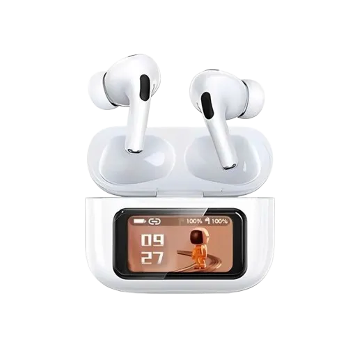 ANC/ENC White Wireless Earbuds with Noise Reduction & Touch Control